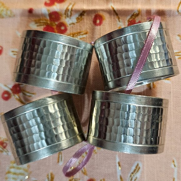 Very Vintage 70s-80s Selangor Pewter Co. Napkin Rings Set of 4 - Picture 2 of 11